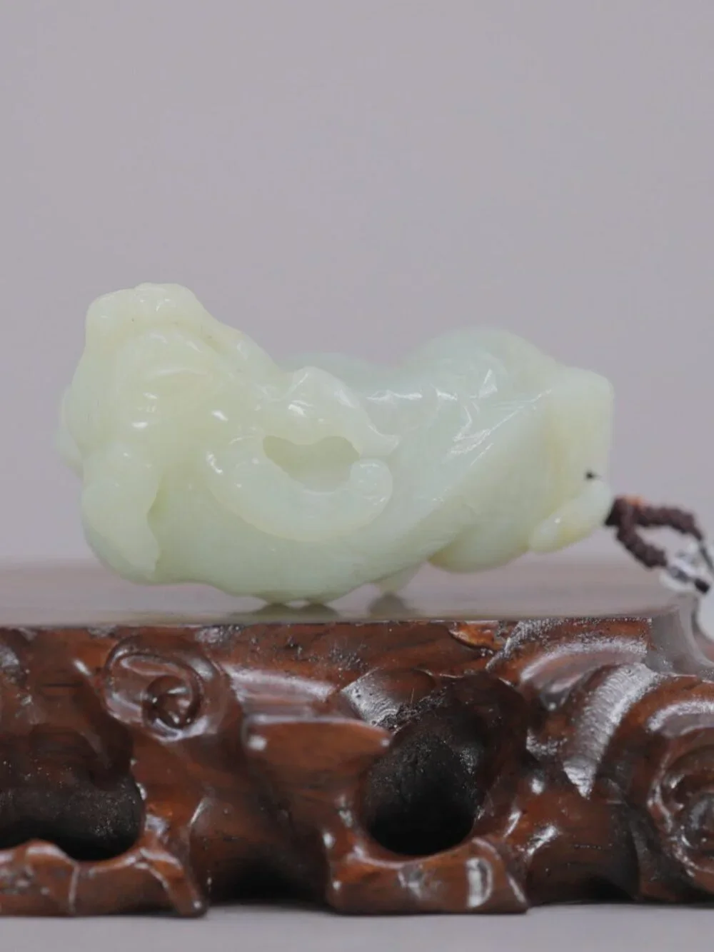 Chinese Hetian Jade Pendant w Unicorn Foo Dog
